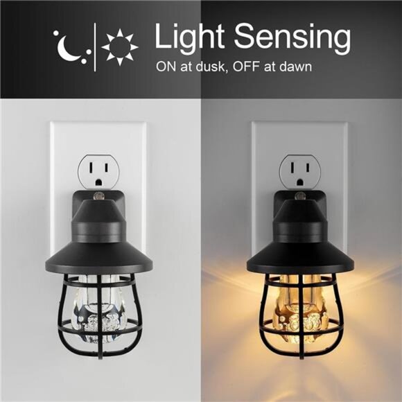 Vintage LED Night Light, Plug-in, Dusk to Dawn Sensor, Farmhouse Decor - Picture 3 of 6